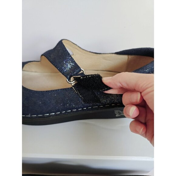 Alegria Dayna Navy Blue Sparkle Glitter Leather Mary Jane Y2K 90s Shoes 38 8 8.5 - Picture 5 of 12